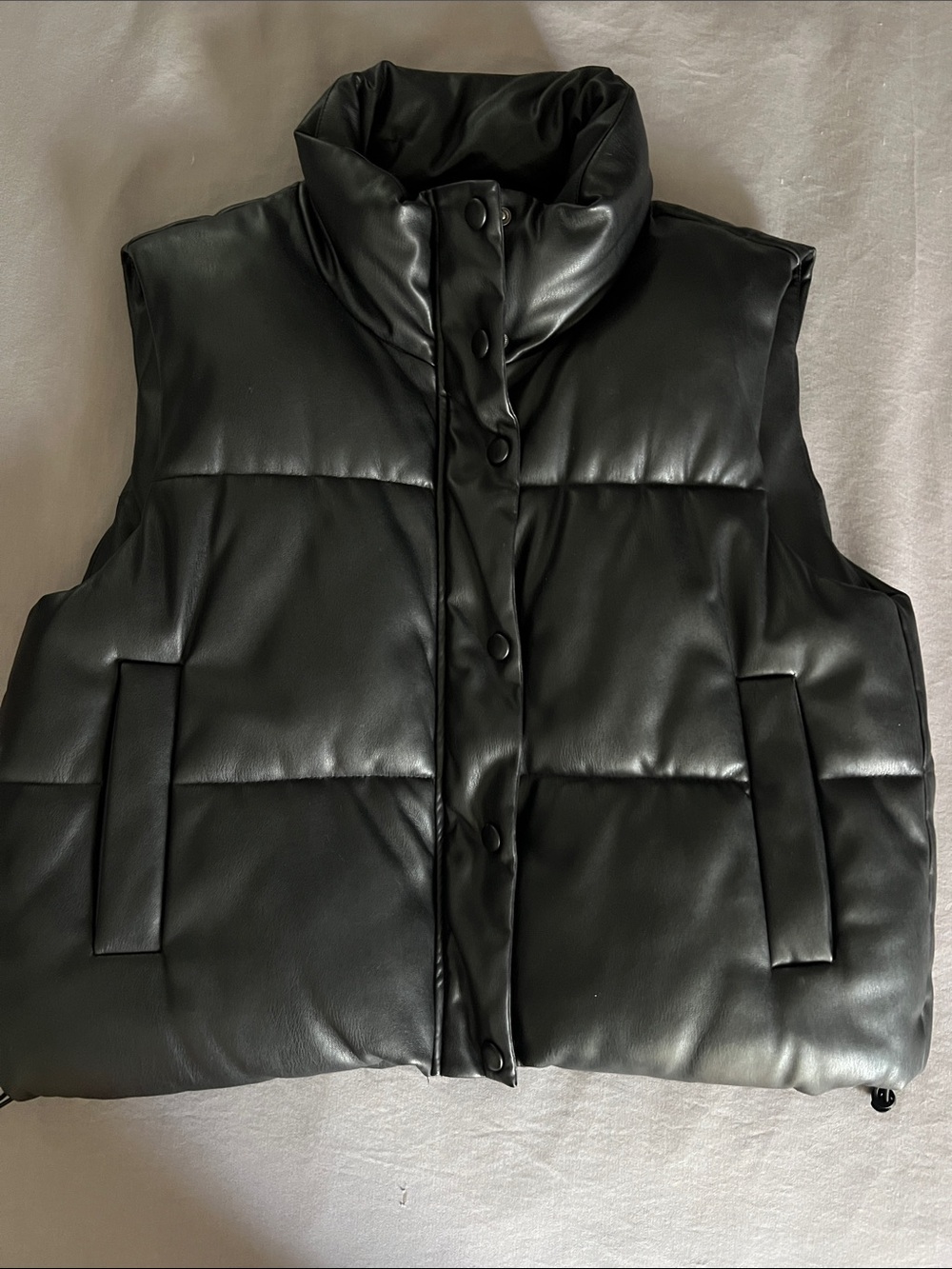 Zara Black Vegan Leather Puffer Vest